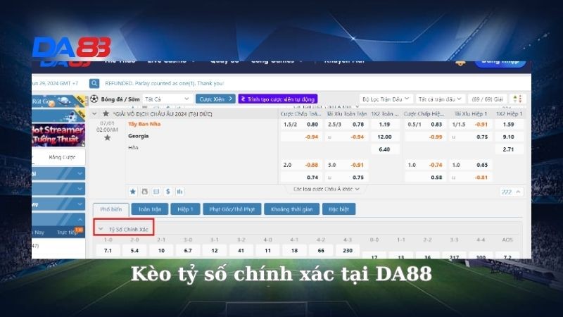 DA88 Kèo tỉ số chính xác là gì? Những thông tin về kèo tỉ số chính xác